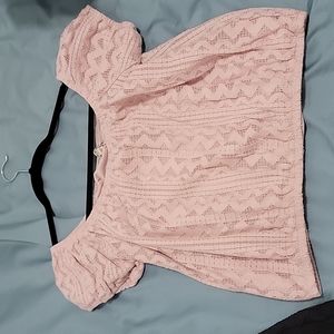 Pink lace crop top